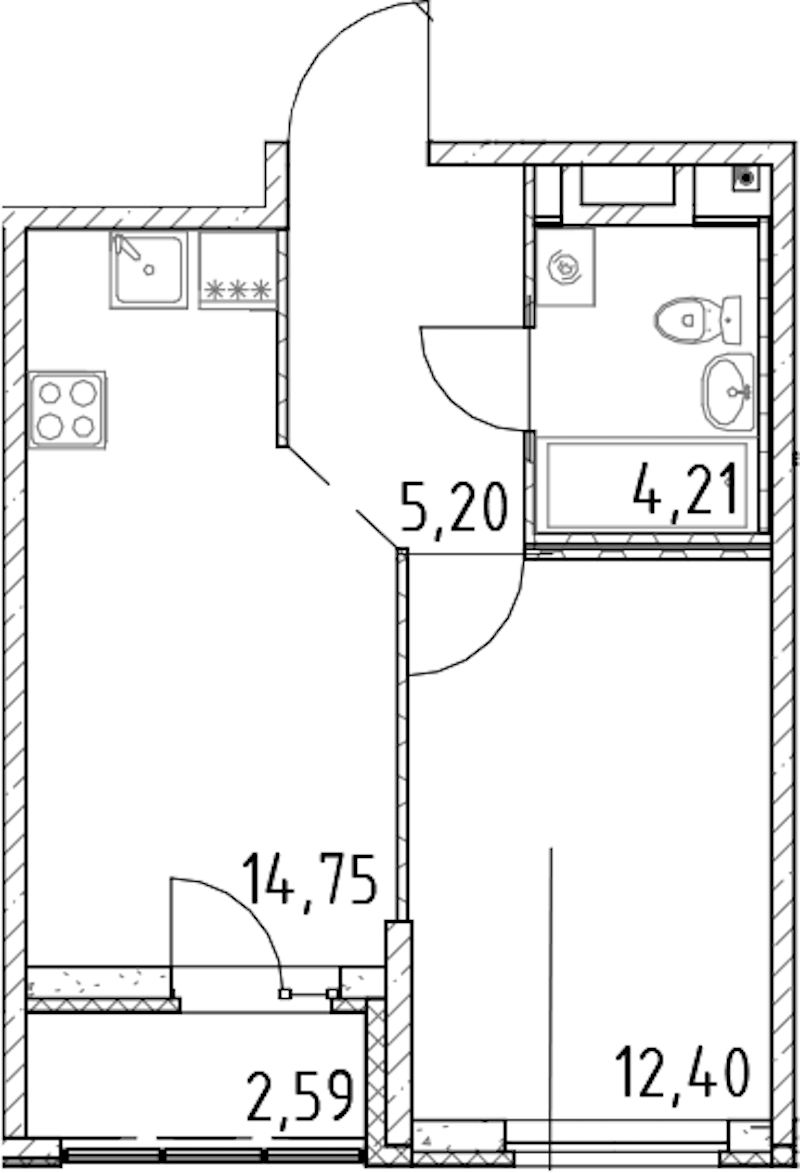 1-комнатная квартира 36.56 м², 6/23 эт., ЖК «Город Первых»